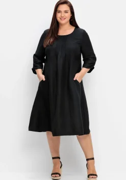Kleid in A-Linie mit 3/4-Ärmeln, aus Leinen-Viskose-Mix<sheego Discount