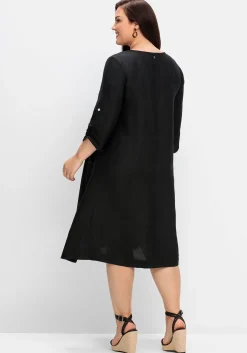 Kleid in A-Linie mit 3/4-Ärmeln, aus Leinen-Viskose-Mix<sheego Discount