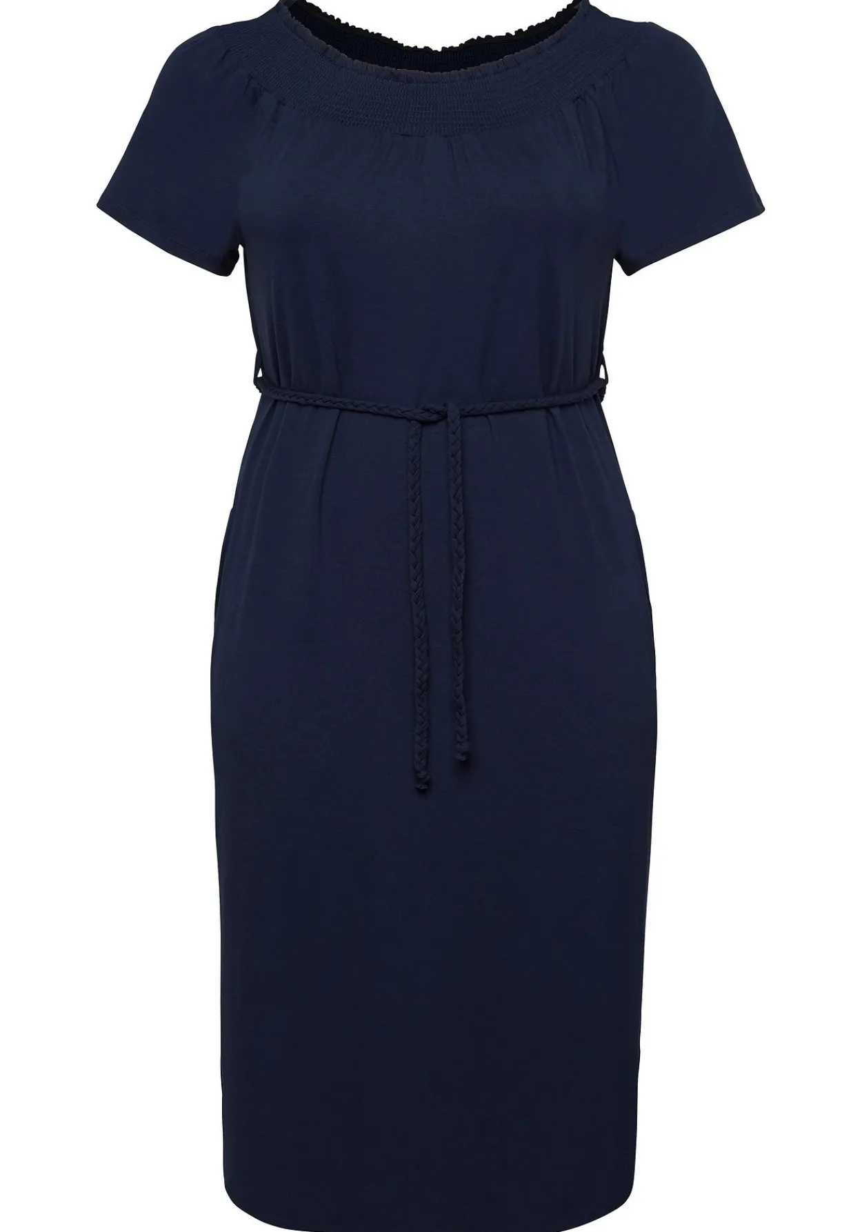 Kleid mit Bindeband und Carmenausschnitt<sheego Online