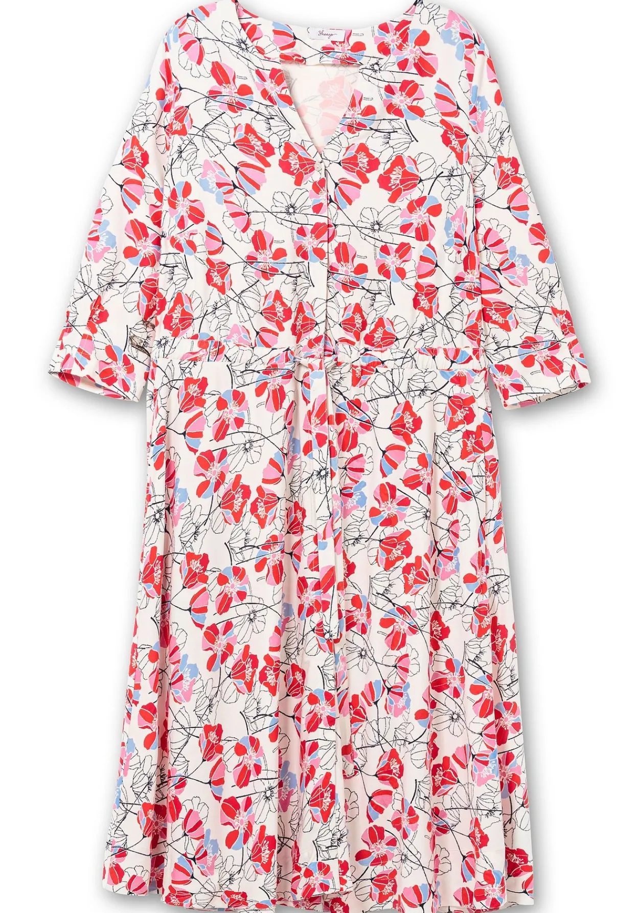Kleid mit Blütenprint und Taillen-Tunnelzug<sheego Best