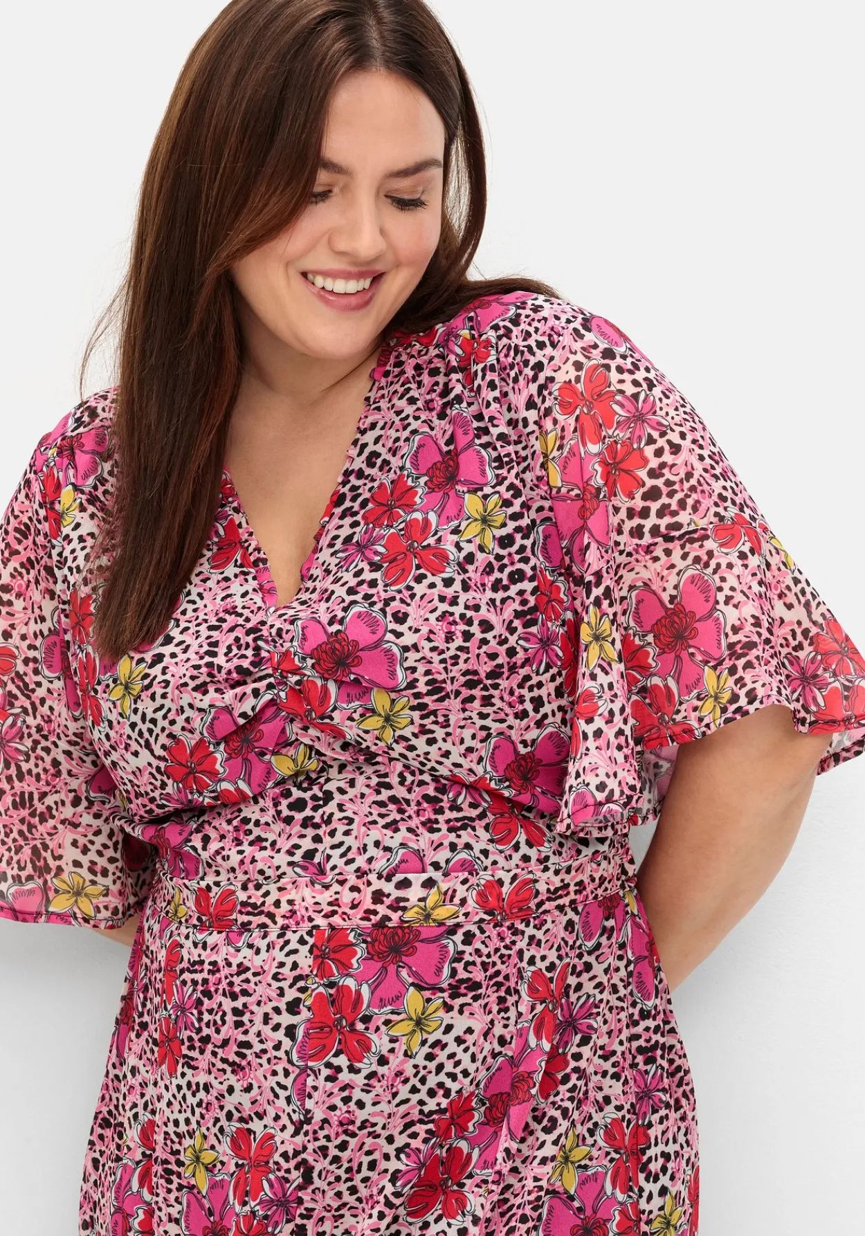 Kleid mit Blütenprint und Flügelärmeln<sheego loves miss goodlife Discount
