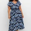 Kleid mit Blumenprint und Smokbund<sheego Fashion