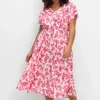 Kleid mit Blumenprint und Smokbund<sheego Discount