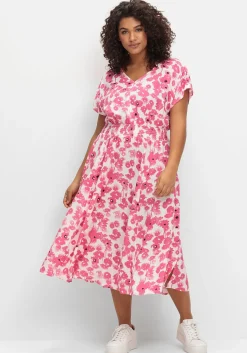 Kleid mit Blumenprint und Smokbund<sheego Discount