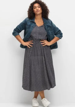 Kleid mit Blumenprint und Smokbund<sheego Outlet