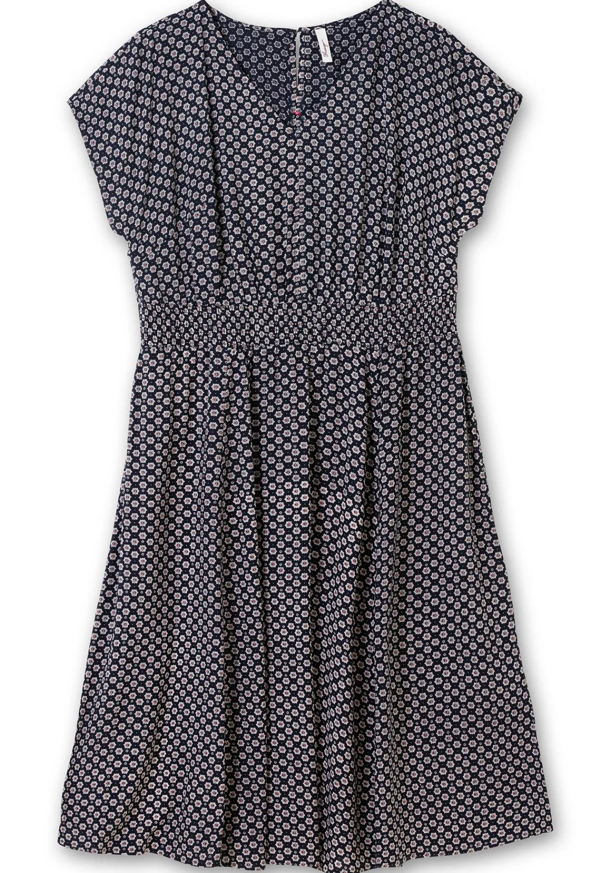 Kleid mit Blumenprint und Smokbund<sheego Outlet
