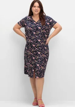 Kleid mit Knopfleiste und Blumendruck<sheego Clearance