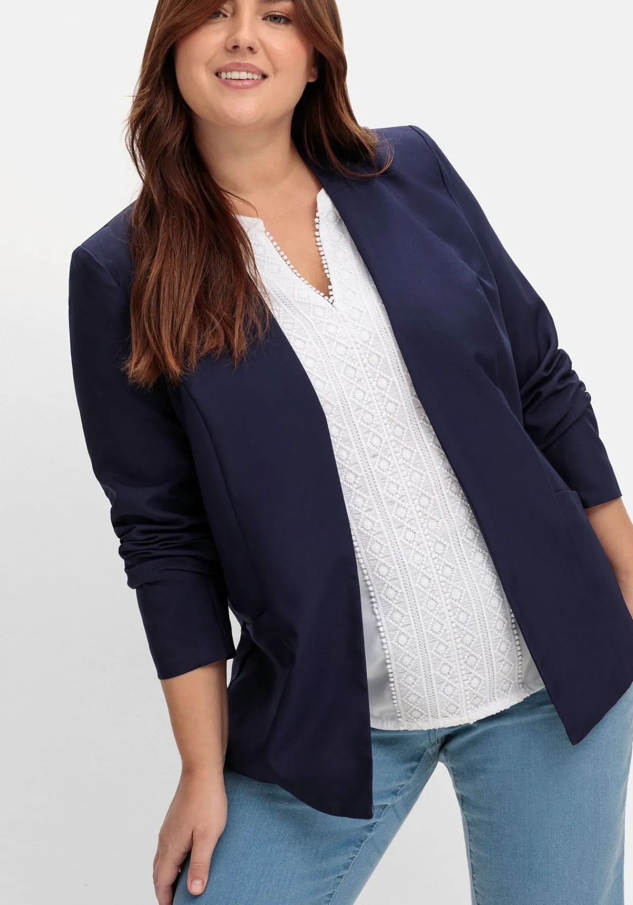 Kragenloser Blazer mit Hakenverschluss<sheego Discount