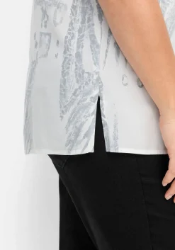 Kurzarmbluse mit Alloverdruck, aus Viskose<creation L Fashion
