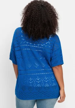 Kurzarm-Pullover im Ajourstrick, in Oversize-Form<sheego Sale