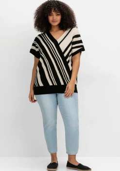 Kurzarm-Pullover mit Jacquard-Streifen<sheego Online