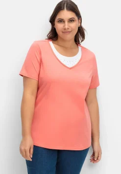 Kurzarmshirt in Layeroptik mit Ziernieten<sheego New
