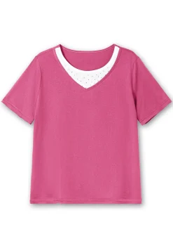 Kurzarmshirt in Layeroptik mit Ziernieten<sheego Clearance