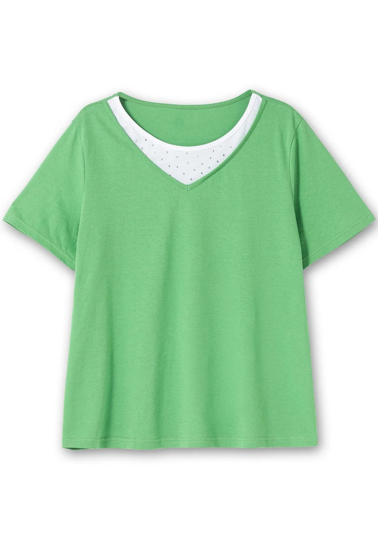 Kurzarmshirt in Layeroptik mit Ziernieten<sheego Clearance