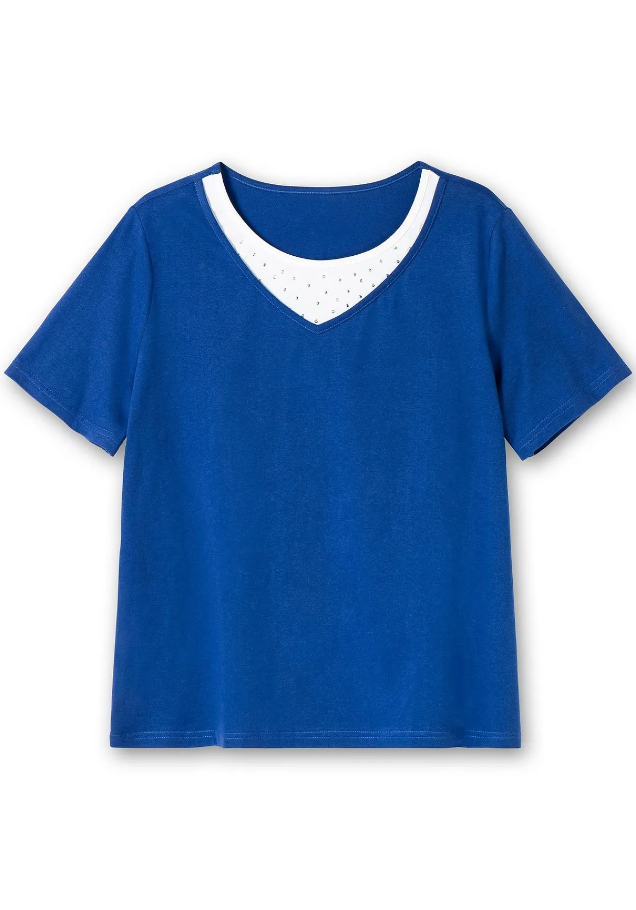 Kurzarmshirt in Layeroptik mit Ziernieten<sheego Fashion