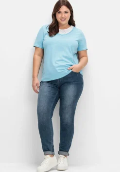 Kurzarmshirt in Layeroptik mit Ziernieten<sheego Sale
