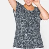 Kurzarmshirt mit Alloverdruck und seitlichen Falten<sheego Online