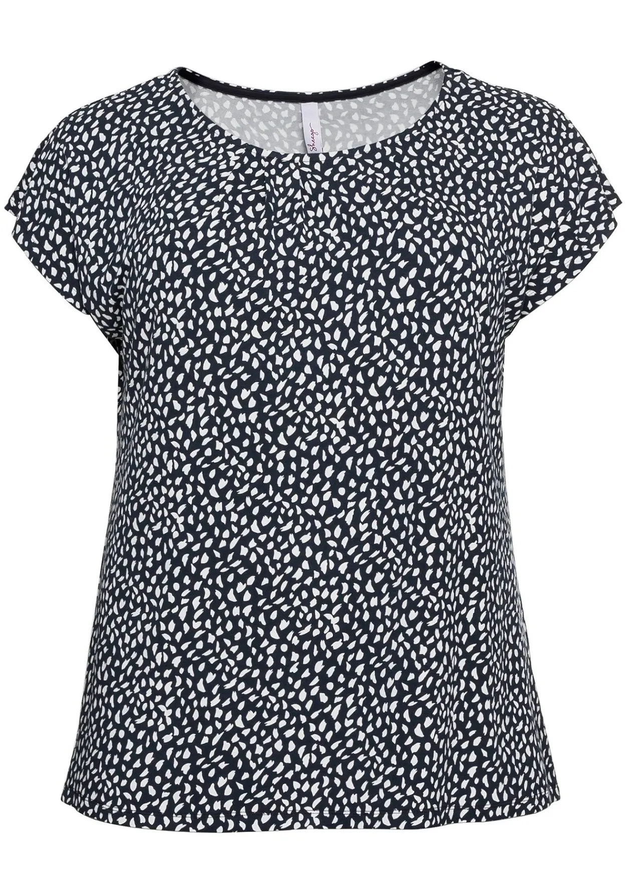 Kurzarmshirt mit Alloverdruck und seitlichen Falten<sheego Online