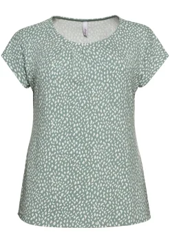Kurzarmshirt mit Alloverdruck und seitlichen Falten<sheego Hot