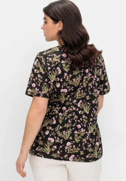 Kurzarmshirt mit Blumenprint und Faltendetails<sheego Best