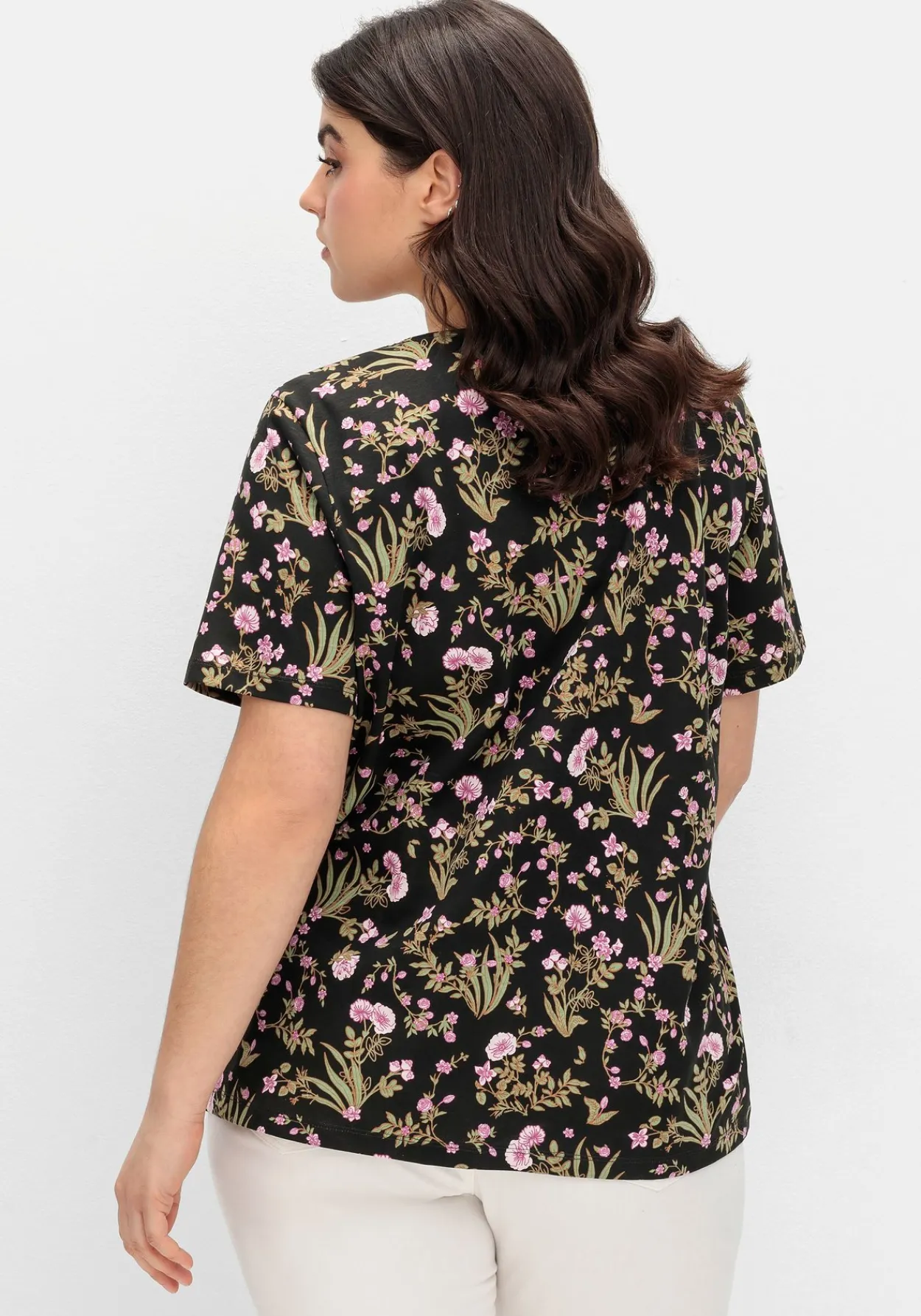 Kurzarmshirt mit Blumenprint und Faltendetails<sheego Best