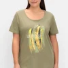 Kurzarmshirt mit Frontdruck und Glitzereffekt<sheego Best
