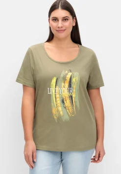 Kurzarmshirt mit Frontdruck und Glitzereffekt<sheego Best
