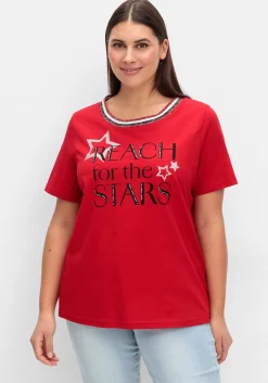 Kurzarmshirt mit Frontdruck und Glitzerdetails<sheego New