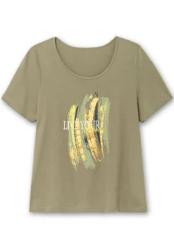 Kurzarmshirt mit Frontdruck und Glitzereffekt<sheego Best