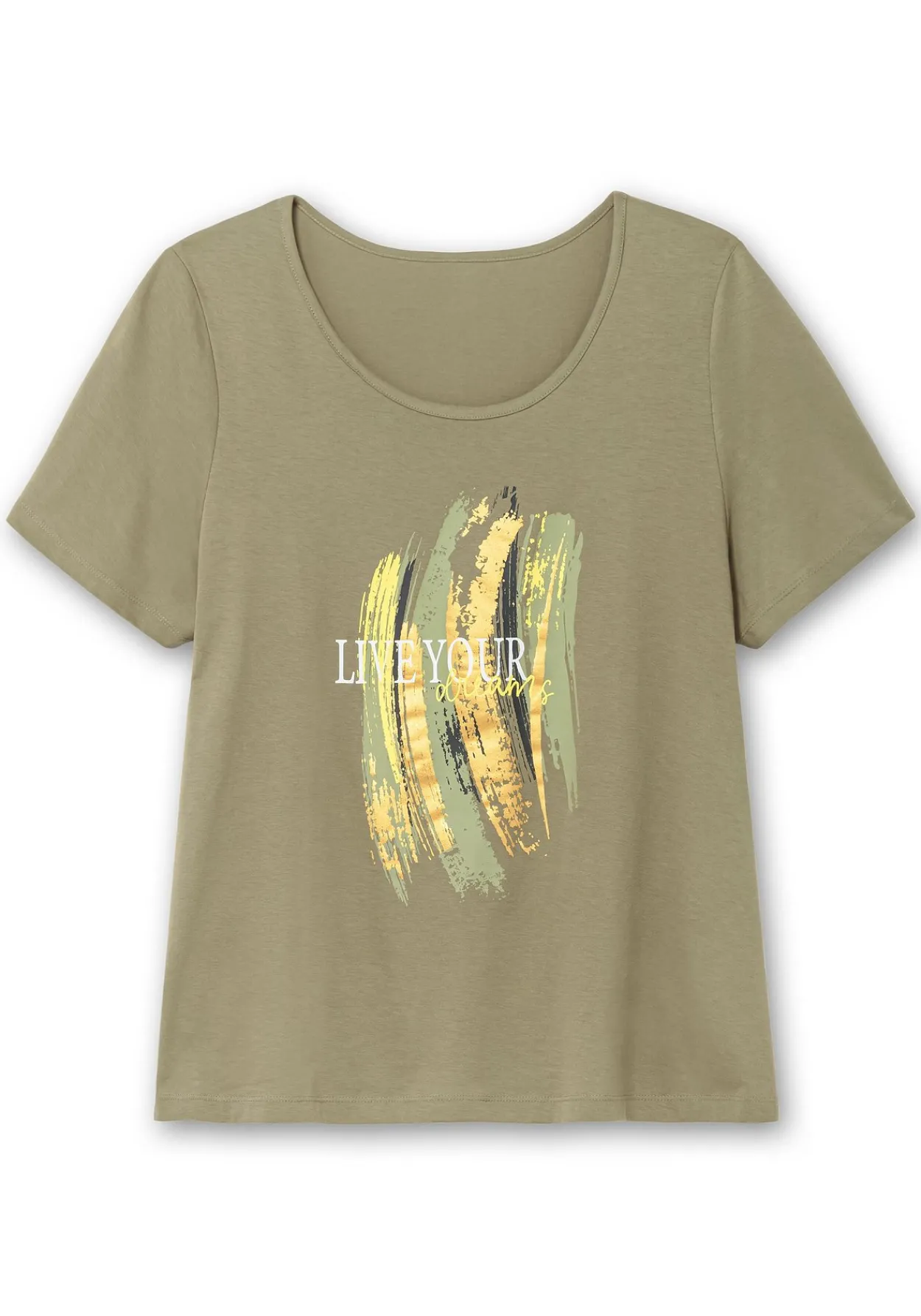 Kurzarmshirt mit Frontdruck und Glitzereffekt<sheego Best