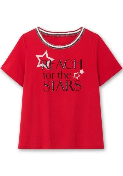 Kurzarmshirt mit Frontdruck und Glitzerdetails<sheego New
