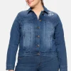 Kurze Jeansjacke mit Trachten-Stickereien<sheego Clearance