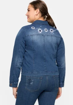 Kurze Jeansjacke mit Trachten-Stickereien<sheego Clearance
