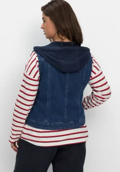 Kurze Jeansweste mit Sweatkapuze, in taillierter Form<sheego Sale