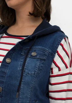 Kurze Jeansweste mit Sweatkapuze, in taillierter Form<sheego Sale
