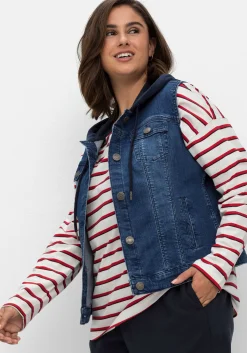 Kurze Jeansweste mit Sweatkapuze, in taillierter Form<sheego Sale