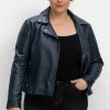 Kurze Lederjacke aus Lammnappa, im Biker-Stil<sheego Outlet