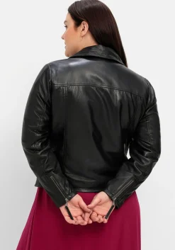 Kurze Lederjacke aus Lammnappa, im Biker-Stil<sheego Outlet