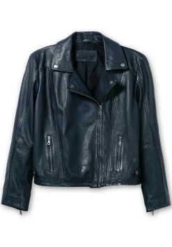 Kurze Lederjacke aus Lammnappa, im Biker-Stil<sheego Outlet