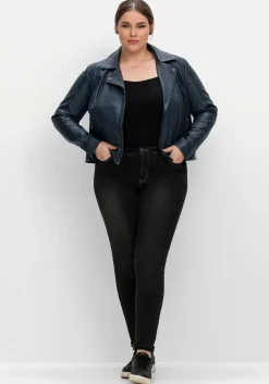 Kurze Lederjacke aus Lammnappa, im Biker-Stil<sheego Outlet