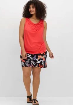 Kurze, weite Shorts mit Blätterprint und Smokbund<sheego Best