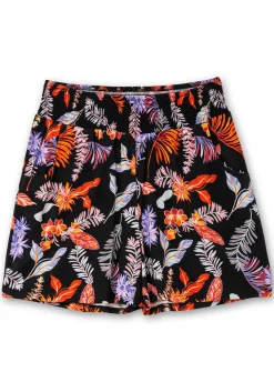 Kurze, weite Shorts mit Blätterprint und Smokbund<sheego Best
