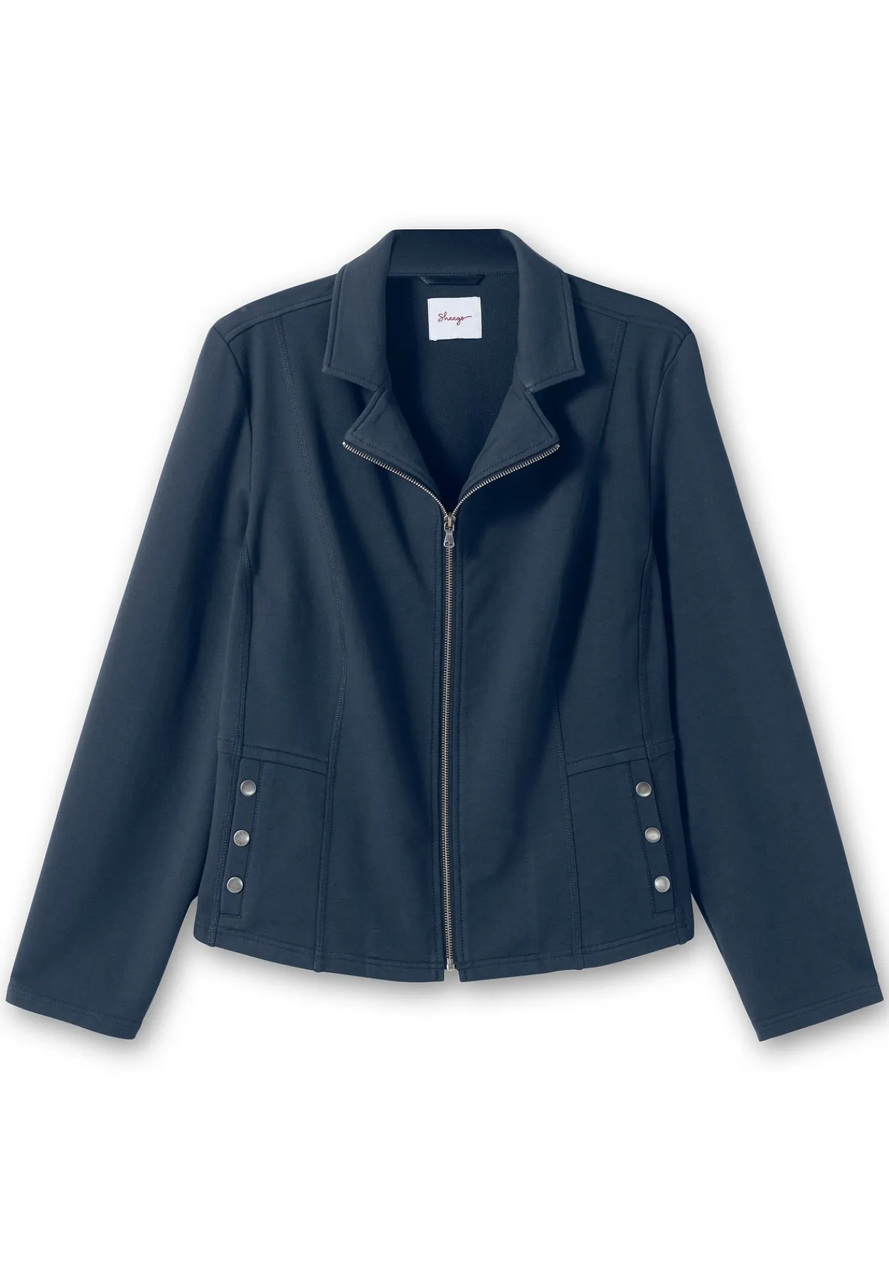 Kurzer Sweatblazer mit Reverskragen und Zierknöpfen<sheego Fashion