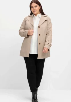 Kurzer Trenchcoat mit Gürtel, wasserabweisend<sheego Discount