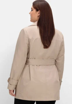 Kurzer Trenchcoat mit Gürtel, wasserabweisend<sheego Discount
