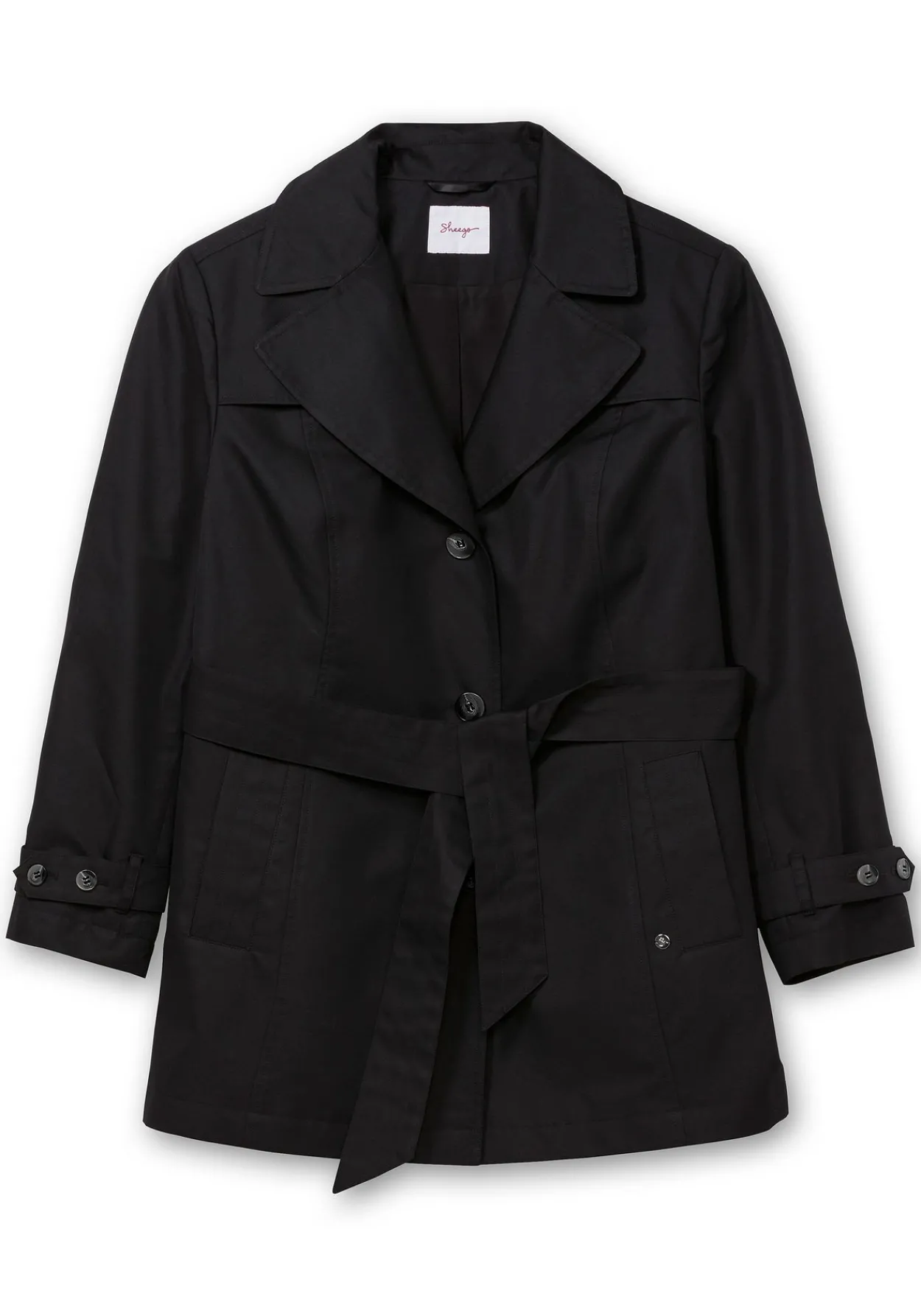 Kurzer Trenchcoat mit Gürtel, wasserabweisend<sheego Discount