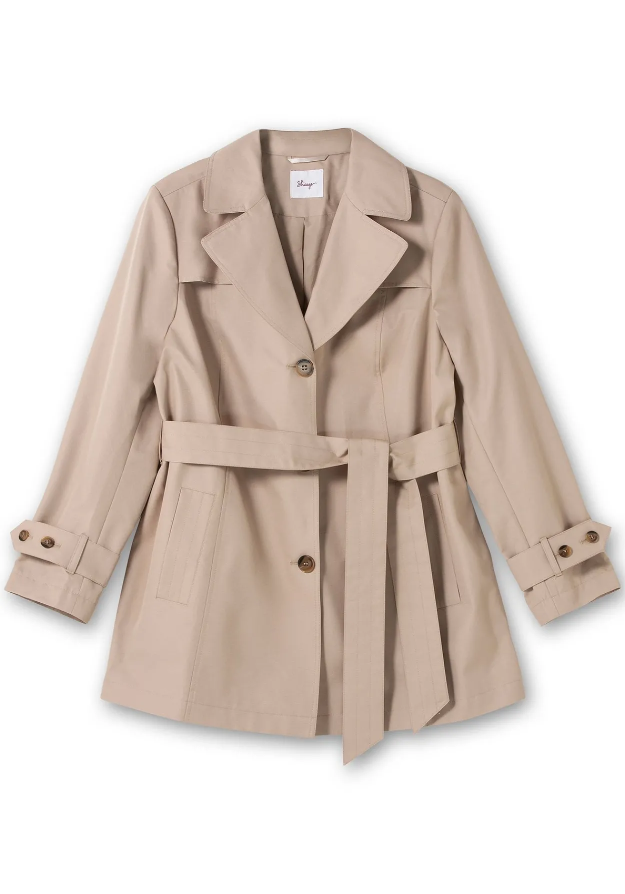 Kurzer Trenchcoat mit Gürtel, wasserabweisend<sheego Discount