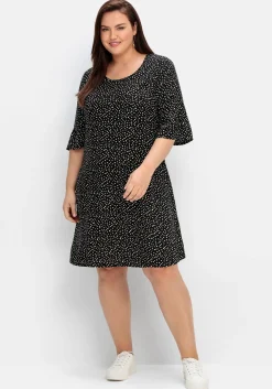 Kurzes Kleid mit 3/4-Arm und Pünktchendruck<sheego Outlet