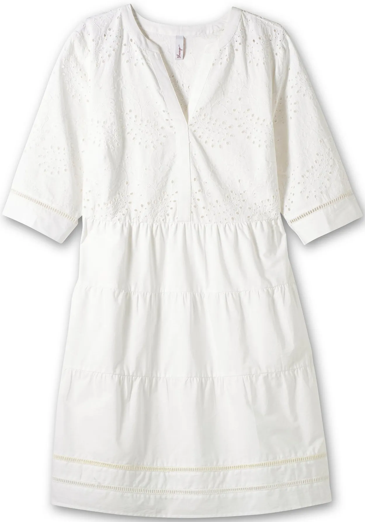 Kurzes Kleid mit Lochstickerei und Ajourmuster<sheego Outlet