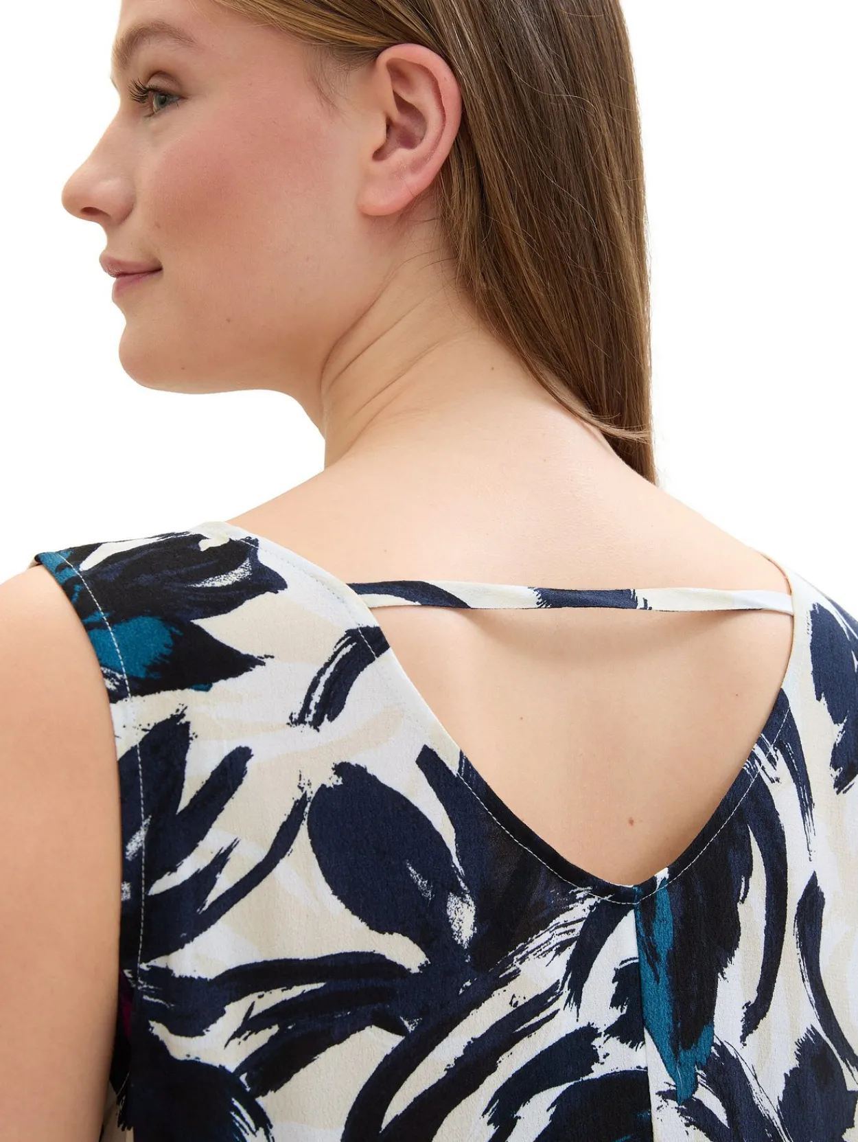 Kurzes ärmelloses Kleid mit Blumenprint<TOM TAILOR Plus Hot